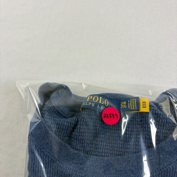 Polo Ralph Lauren Sweatshirt Mens 2XB Big Blue Waffle Knit Lightweight Stretch‎ - Picture 10 of 10